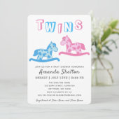 Rocking Horse Twins Baby shower Uitnodiging Kaart (Staand voorkant)
