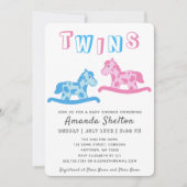 Rocking Horse Twins Baby shower Uitnodiging Kaart (Voorkant)