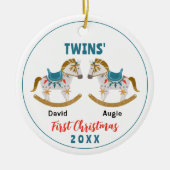 Rocking Horse Twins krijgt eerste kerst Keramisch Ornament (Voorkant)