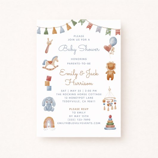 Rocking Horse, wieg mobiel, baby shower Invitatio Kaart