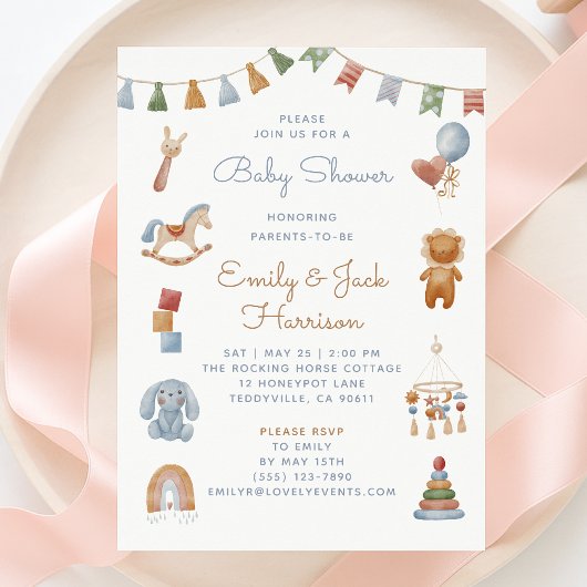 Rocking Horse, wieg mobiel, baby shower Invitatio Kaart
