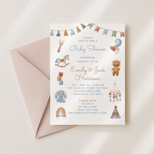 Rocking Horse, wieg mobiel, baby shower Invitatio Kaart