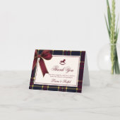 Rocking Horse Winter Bourgondië Plaid Baby shower Bedankkaart (Voorkant)
