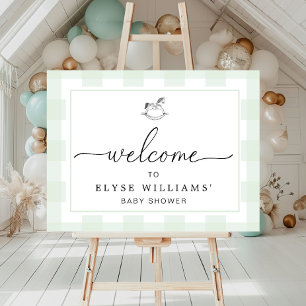 Rocking Hose Mint Green Gingham Welkomstteken Poster