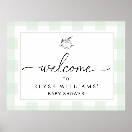 Rocking Hose Mint Green Gingham Welkomstteken Poster (Voorkant)