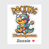 Rocking Kindergarten Dinosaur with guitar  Sticker (Vel)