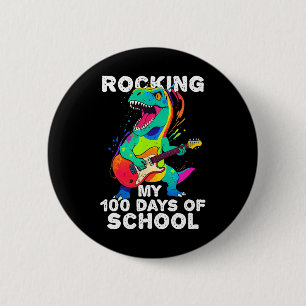 Rocking My 100 Days of School T-Rex Gitaar spelen Ronde Button 5,7 Cm