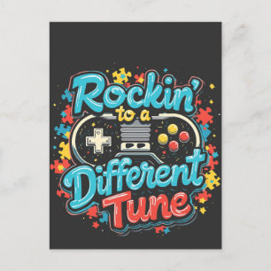 Rocking naar een andere Tune Gaming Pad Autisme Feestdagenkaart