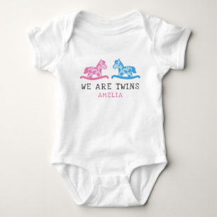 Rocking Paard Twins Jongen Meisje Naam Romper