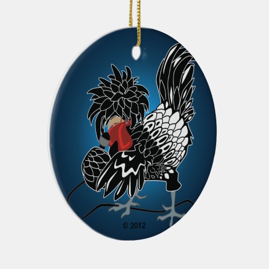 Rocking Poolse Crested Chicken Keramisch Ornament (Rechts)