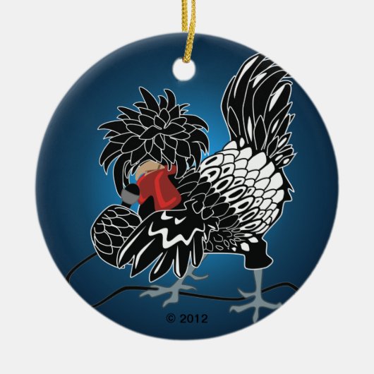 Rocking Poolse Crested Chicken Keramisch Ornament (Voorkant)
