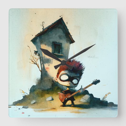 Rocking Randy Vierkante Klok (Voorkant)