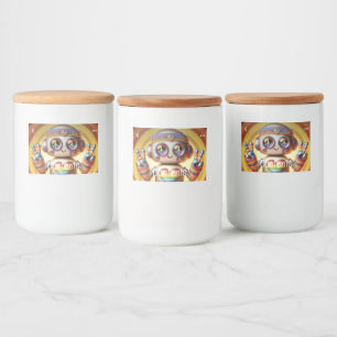 Rocking Retro Robot Eten en Drinken Label Set Voedselcontainer Etiket