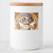 Rocking Retro Robot Eten en Drinken Label Set Voedselcontainer Etiket (Voorkant)