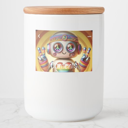 Rocking Retro Robot Eten en Drinken Label Set Voedselcontainer Etiket (Voorkant)