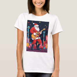 Rocking Santa Claus speelt elektrische gitaar T-shirt