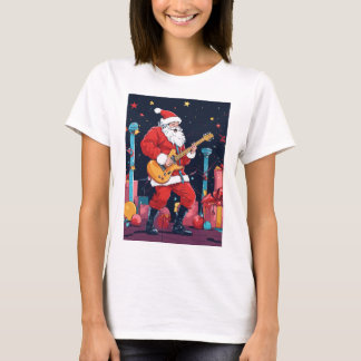 Rocking Santa Claus speelt elektrische gitaar T-shirt