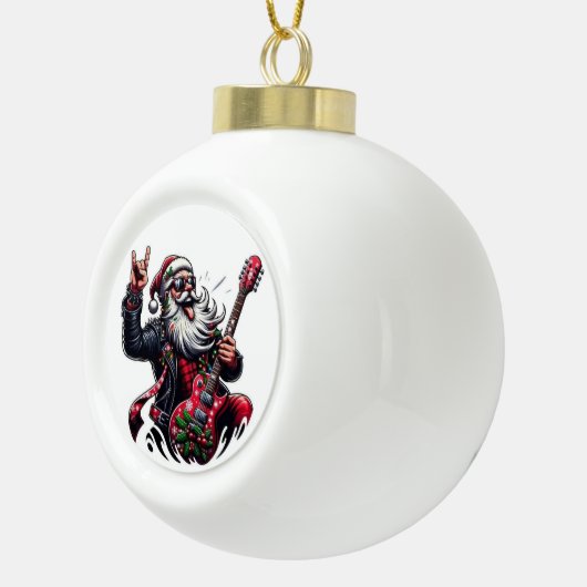 ROCKING SANTA Snowflake Framed Ornament (Rechts)