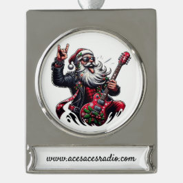 ROCKING SANTA-spandoekornament Verzilverd Banner Ornament