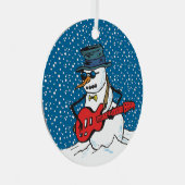 Rocking Snowman die gitaar speelt Metalen Ornament (Voorkant Rechts)