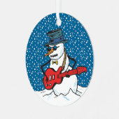Rocking Snowman die gitaar speelt Metalen Ornament (Voorkant links)