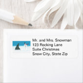 Rocking Snowman en kerstboom Adresetiketten Etiket (Insitu)