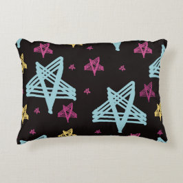 Rocking Stars Roze Blauw Zwart  Accent Kussen