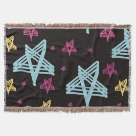 Rocking Stars Roze Blauw Zwart  Deken