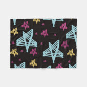 Rocking Stars Roze Blauw Zwart Fleece Deken (Voorkant (Horizontaal))