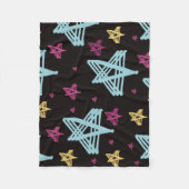 Rocking Stars Roze Blauw Zwart Fleece Deken (Voorkant)