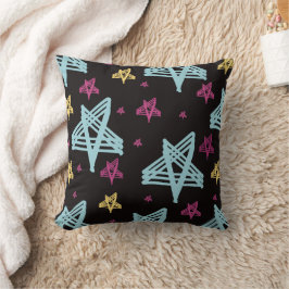 Rocking Stars Roze Blauw Zwart  Kussen