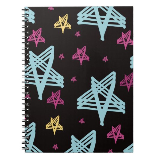 Rocking Stars Roze Blauw Zwart  Notitieboek (Voorkant)