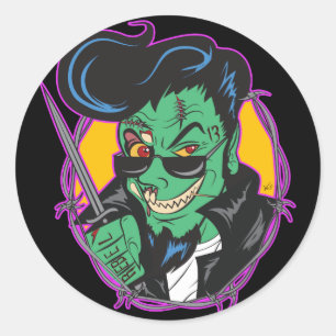 RockitJohnny_Zombie Ronde Sticker