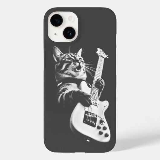 Rockkat die gitaar speelt - Grappige gitaar kat Case-Mate iPhone Case (Achterkant)