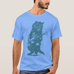 Rockkat die gitaar speelt, grappige gitaarkat fami t-shirt
