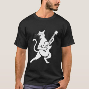 Rockkat die gitaar speelt, grappige katteliefhebbe t-shirt