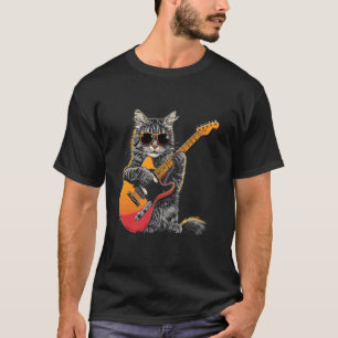 Rockkat die gitaar speelt - Grappige koele gitaar T-shirt