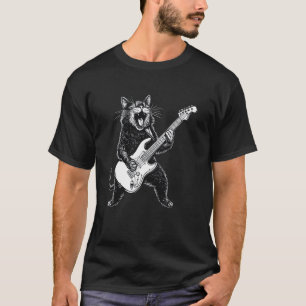Rockkat die gitaar speelt, grappige muziek t-shirt