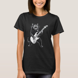 Rockkat die gitaar speelt, grappige muziek t-shirt
