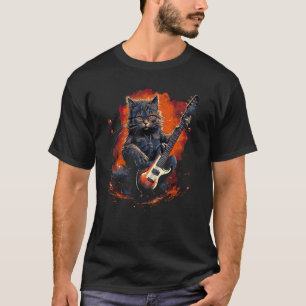 Rockkat die gitaar speelt Kat grappige gitaar kat T-shirt