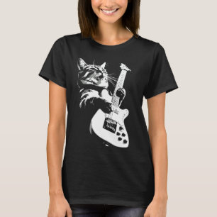 Rockkat speelt gitaar, kitten speelt gitarist Ro T-shirt