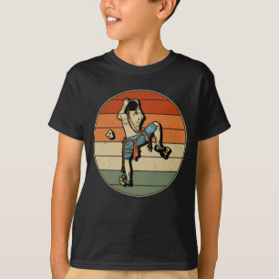 Rockklimmer in de binnenband van de bergbeklimmer t-shirt