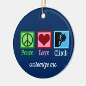 Rockklimmer, Peace Love Mountain, Aangepast Keramisch Ornament (Links)
