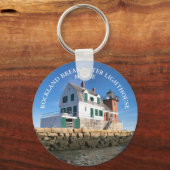 Rockland Breakwater Lighthouse Maine Round Keyring Sleutelhanger (Voorkant)