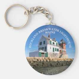 Rockland Breakwater Lighthouse Maine Round Keyring Sleutelhanger