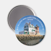 Rockland Breakwater Lighthouse, Maine Round Magnet (Voorkant / Achterkant)