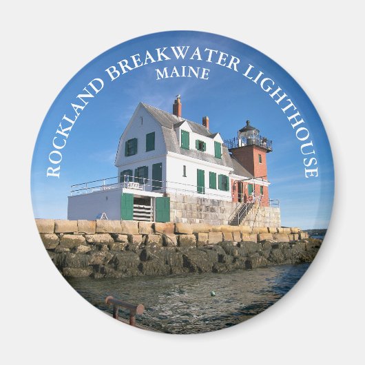 Rockland Breakwater Lighthouse, Maine Round Magnet (Voorkant)