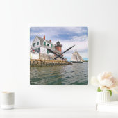 Rockland Breakwater Lighthouse, Maine Wall Clock Vierkante Klok (Huis)