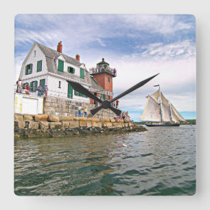 Rockland Breakwater Lighthouse, Maine Wall Clock Vierkante Klok