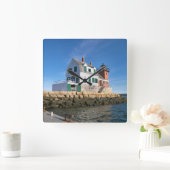 Rockland Breakwater Lighthouse, Maine Wall Clock Vierkante Klok (Huis)